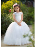 Beaded Ivory Lace Tulle Floor Length Flower Girl Dress Beaded Ivory Lace Tulle Floor Length Flower Girl Dress